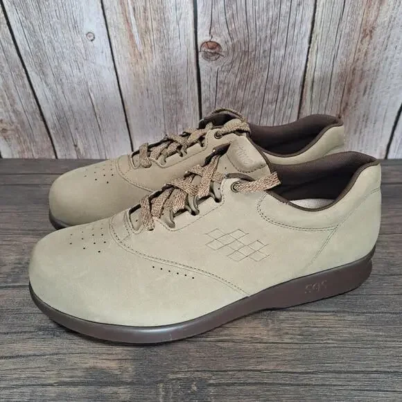 SAS Free Time Beige Brown Ortho Tripad Shoe Women's Size 9W Nubuck Leather - Picture 1 of 9
